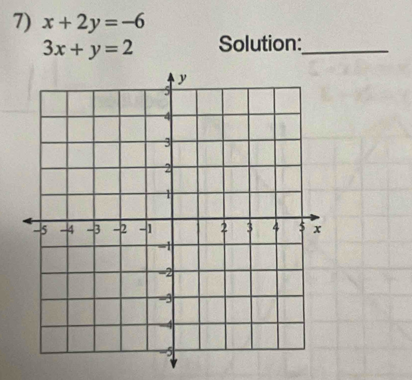 x+2y=-6
3x+y=2
Solution:_