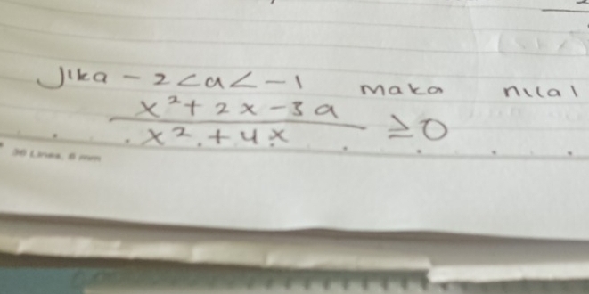 lika -2 mako nical
 (x^2+2x-3a)/x^2+4x ≥slant 0