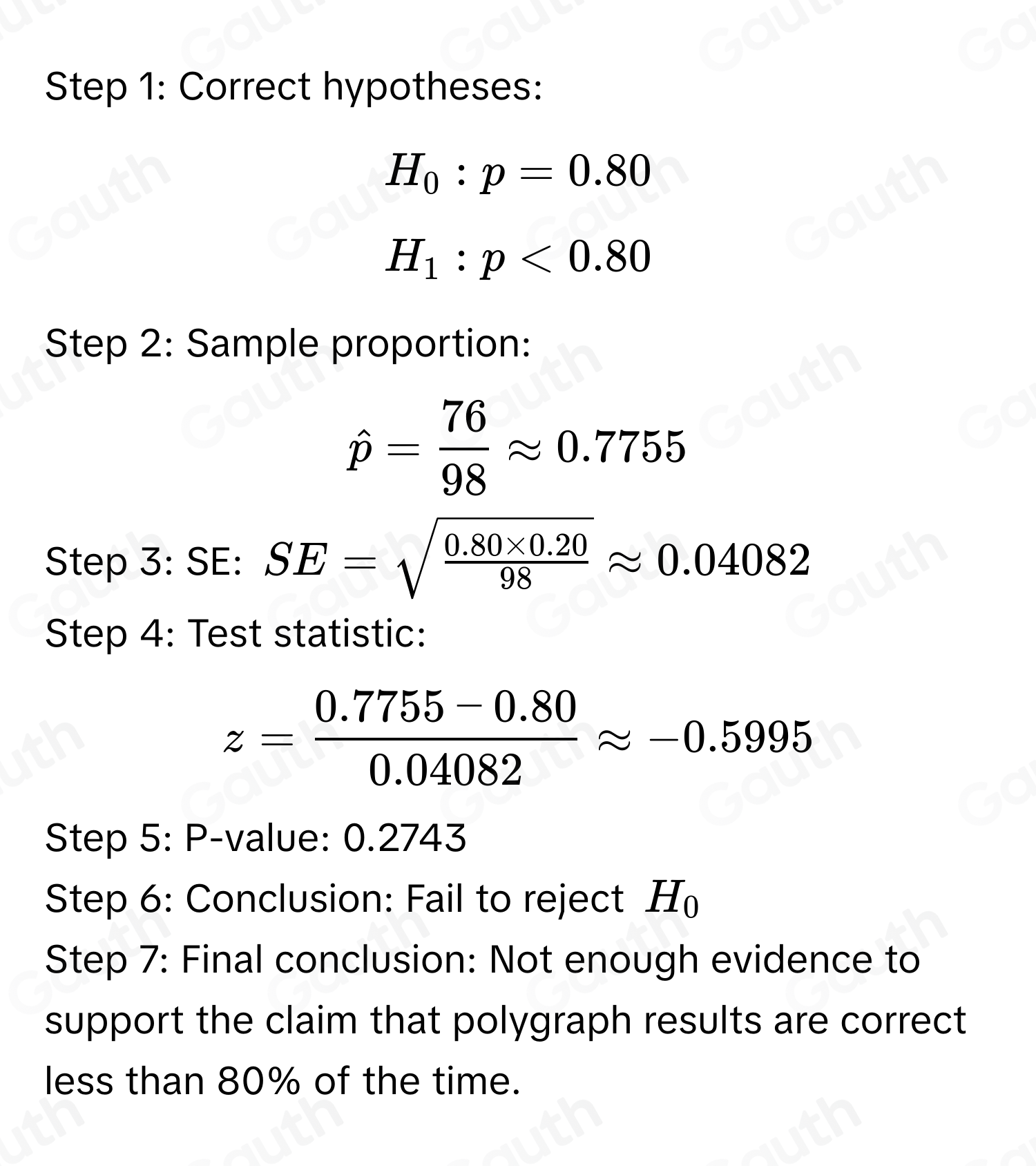 Solved: Trials in an experiment with a polygraph include 98 results ...