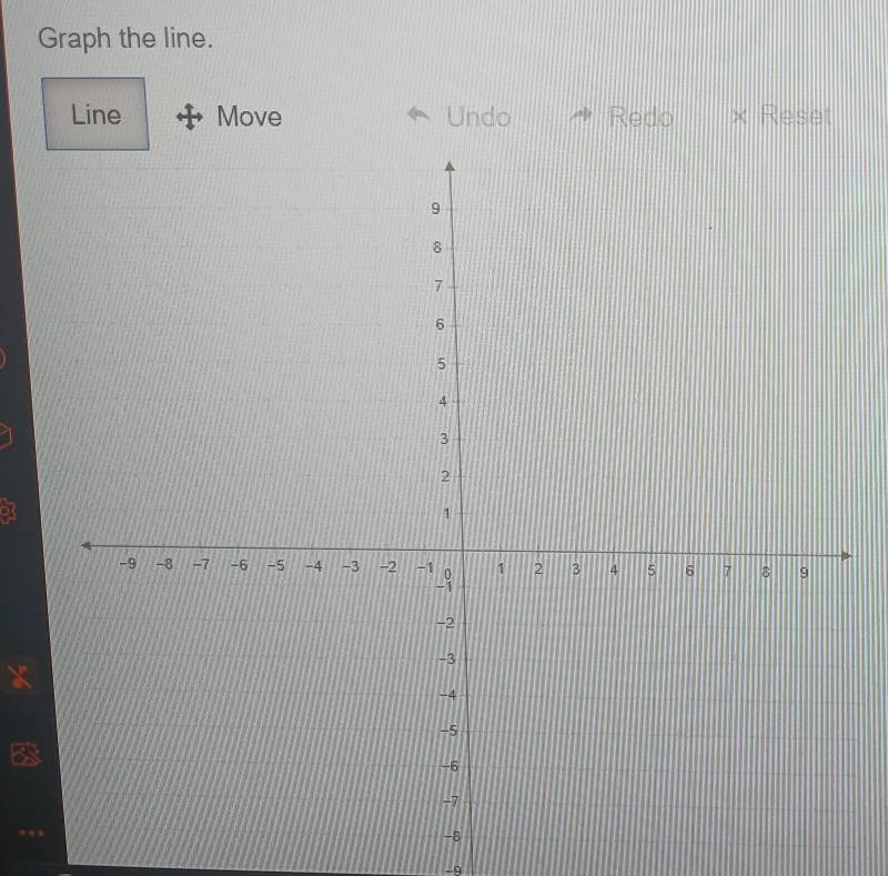 Graph the line. 
Line Move Undo Redo × Reset
-9