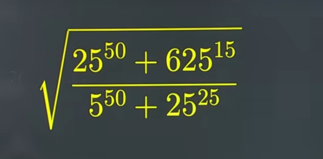 sqrt(frac 25^(50)+625^(15))5^(30)+25^(25)