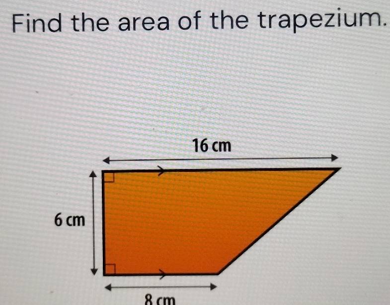 Find the area of the trapezium.
8 cm