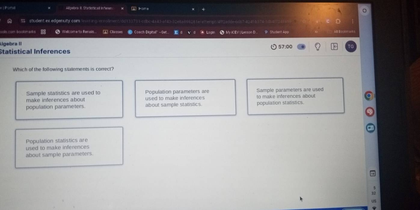 Solved: #. | Ports| Algebra II. Statisticall Inferen: Home student.ex ...