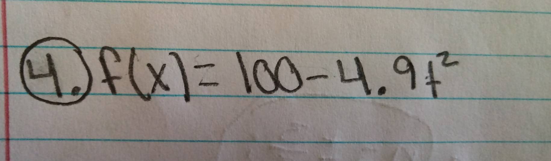 f(x)=100-4.9f^2