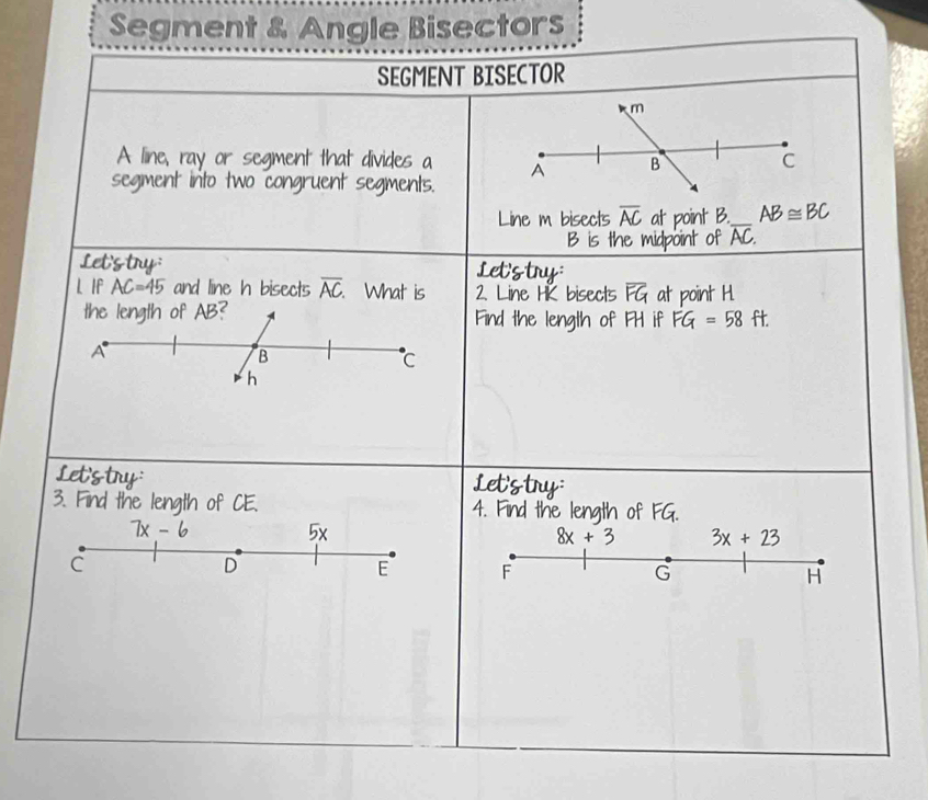 Segment & Angle Bisectors