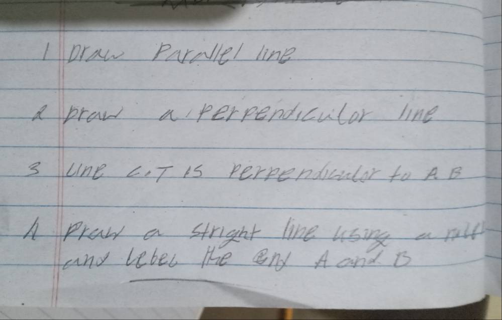 Solved: 1Draw Parallel line a praw a perpendiculor line 3 lne c. T is ...