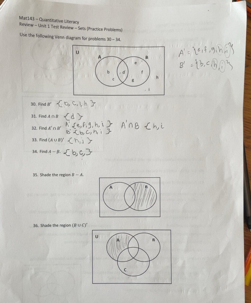 Solved: Mat143 - Quantitative Literacy Review - Unit 1 Test Review ...