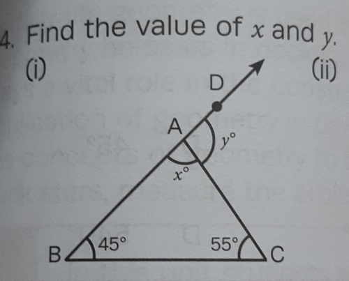 Find the value of x and y.
(ii)