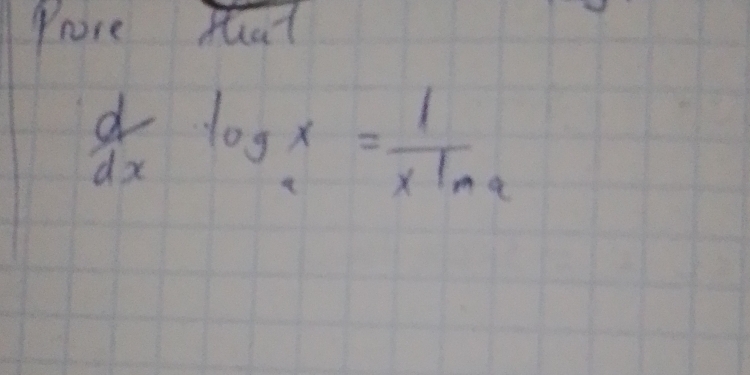 Prore that
 d/dx log _ax= 1/xln a 