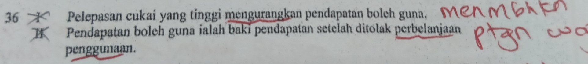 Pelepasan cukai yang tinggi mengurangkan pendapatan boleh guna. 
B Pendapatan bolch guna ialah baki pendapatan setelah ditolak perbelanjaan 
penggunaan.