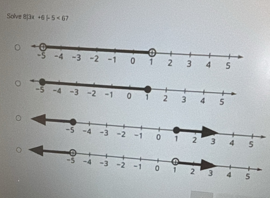 Solve 8|3x+6|-5<67</tex>

5