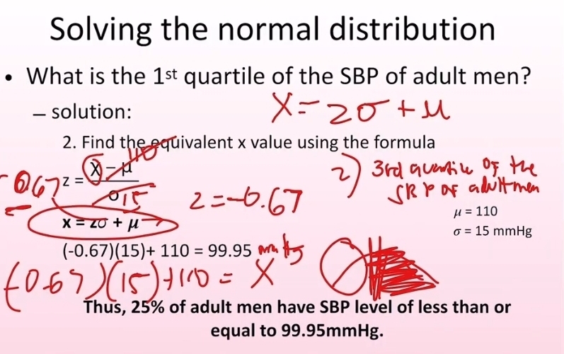 Solved: Solving the normal distribution What is the 1^(st) quartile of ...