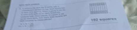 192 squares
x≌ =30
x_2=a