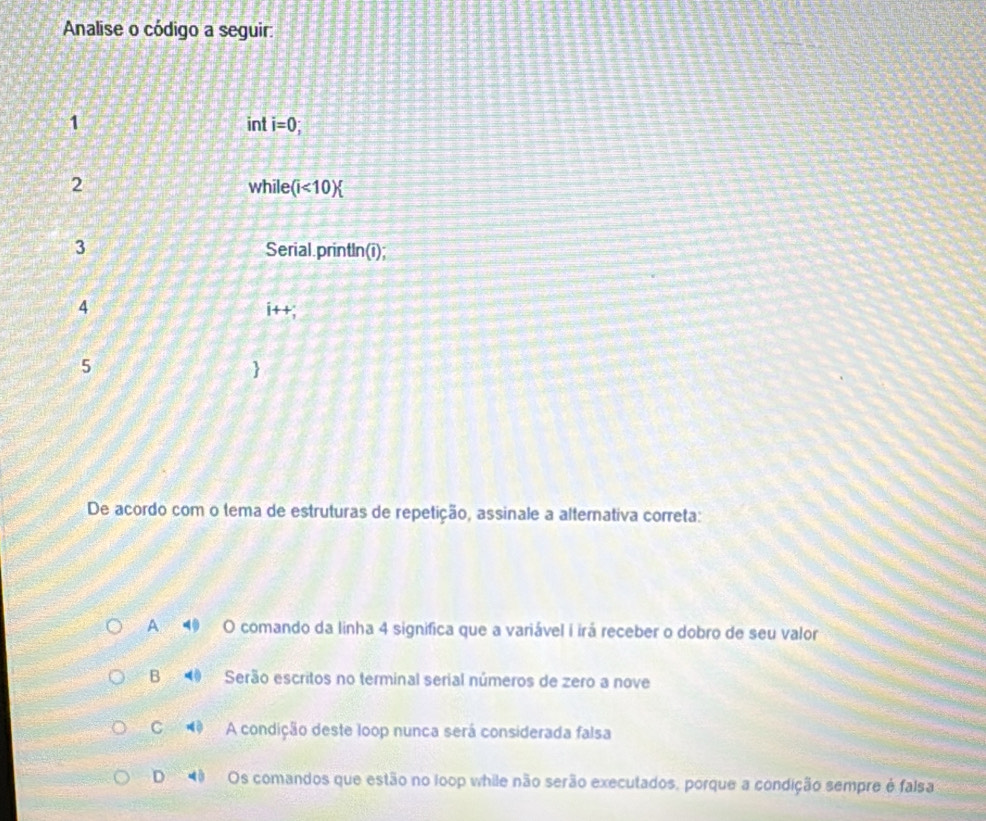 Solved: Analise o código a seguir: De acordo com o tema de estruturas ...