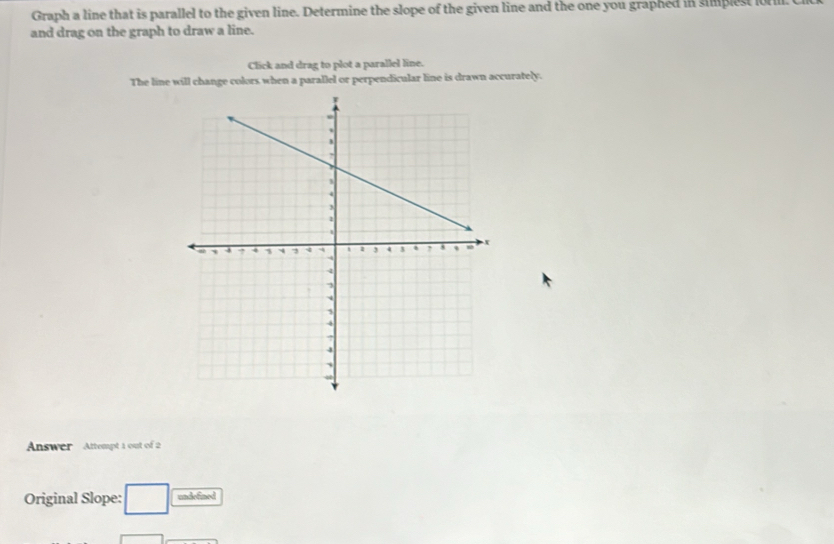 Solved: Graph a line that is parallel to the given line. Determine the ...