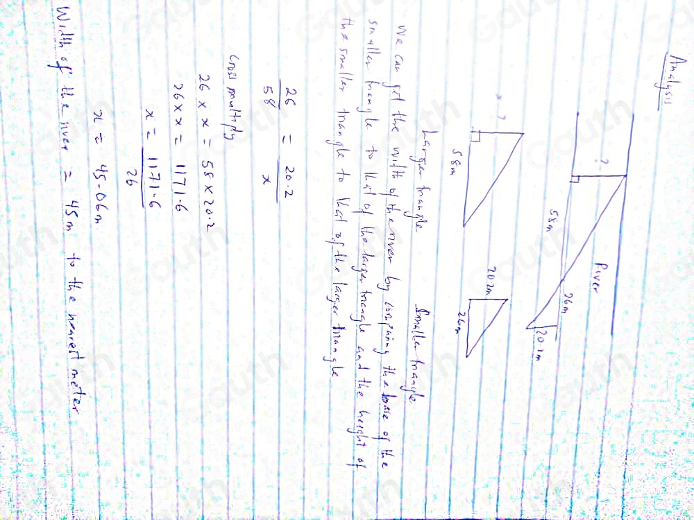 Solved: Donna wants to measure the width of a river. She marks off two ...