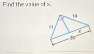 Find the value of x.
14
11
x
201