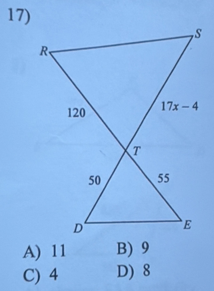 A) 11
B) 9
C) 4
D) 8