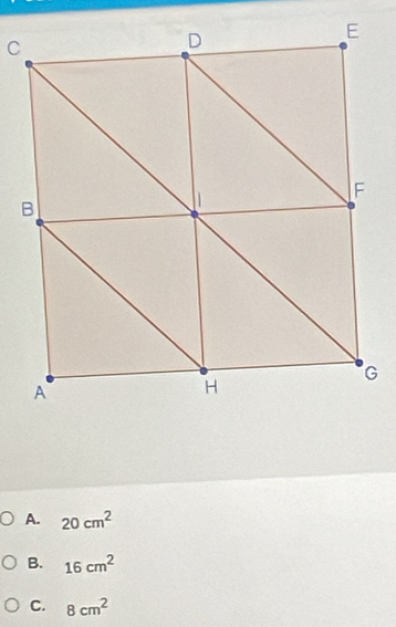 A. 20cm^2
B. 16cm^2
C. 8cm^2