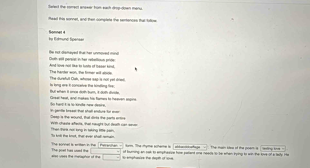 Solved: Select the correct answer from each drop-down menu. Read this ...