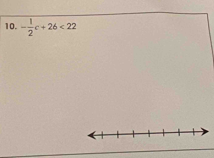 - 1/2 c+26<22</tex>