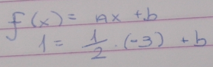 f(x)=ax+b
1= 1/2 · (-3)+b