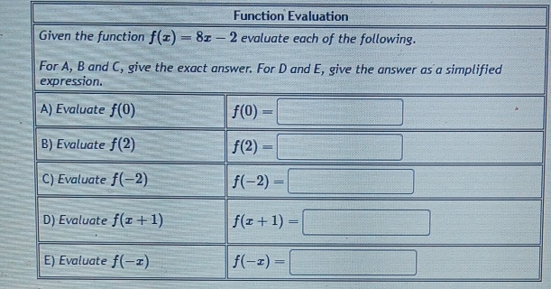 Function Evaluation