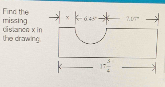 Find the
missing
distance x in
the drawing.