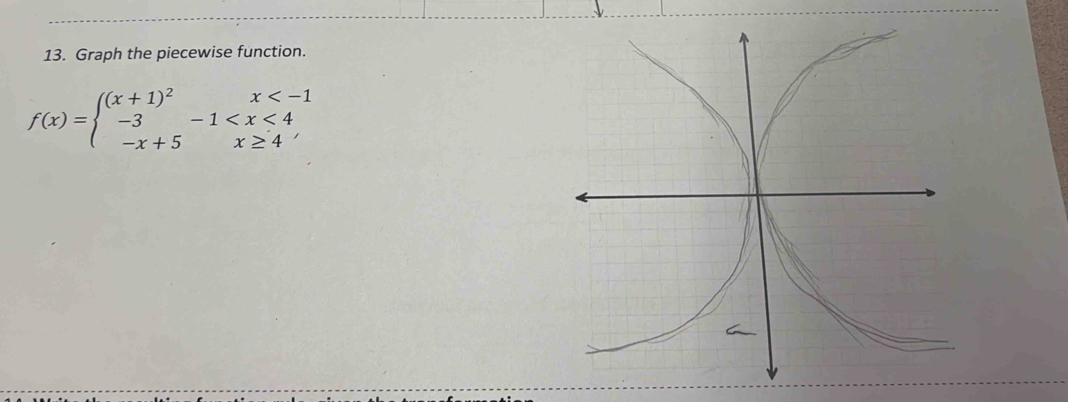 Graph the piecewise function.
f(x)=beginarrayl (x+1)^2x