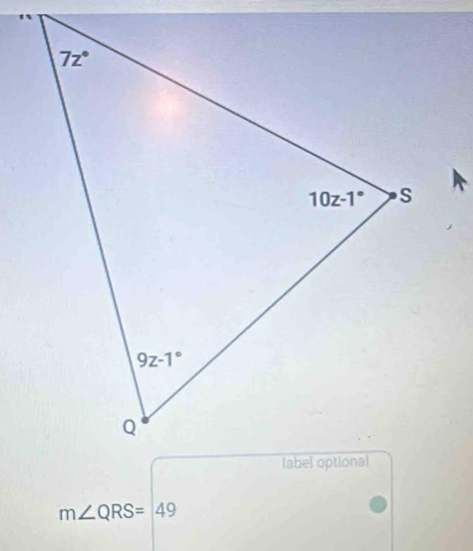 m∠ QRS=49