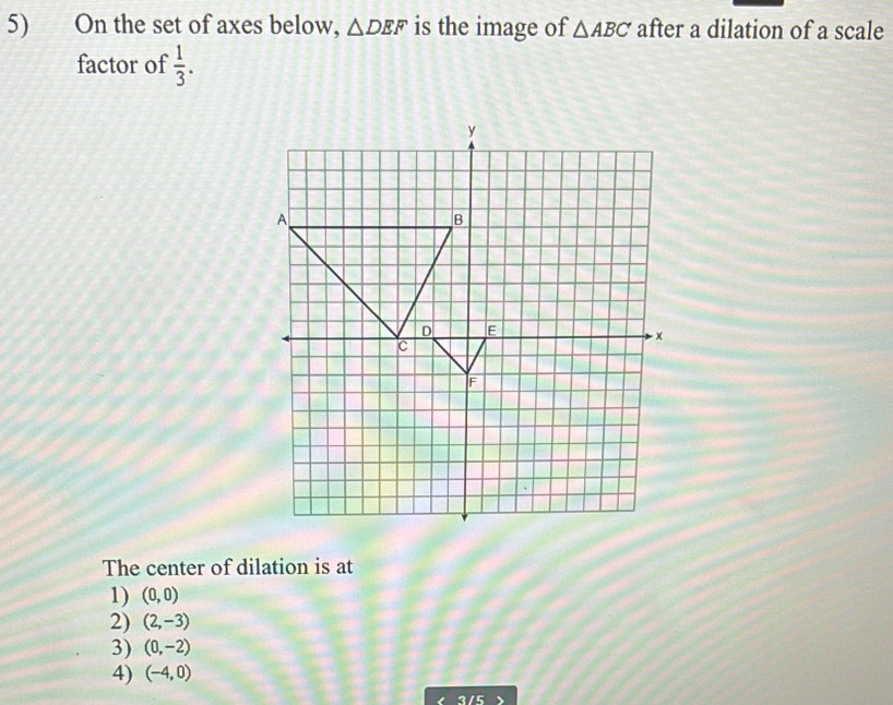 Solved: On the set of axes below, DEF is the image of ABC after a ...