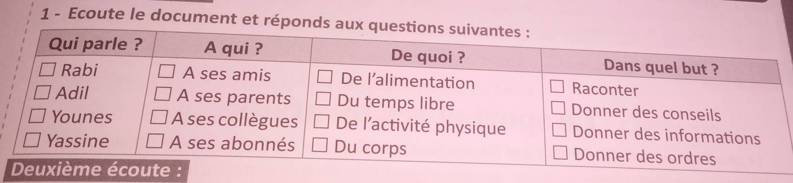 Ecoute le document et répon