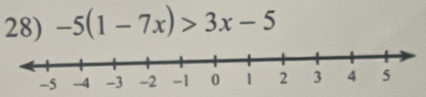 -5(1-7x)>3x-5