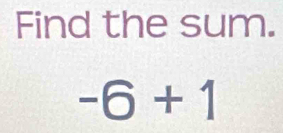 Find the sum.
-6+1