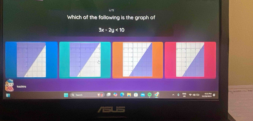 Which of the following is the graph of
3x-2y<10</tex> 
kachira