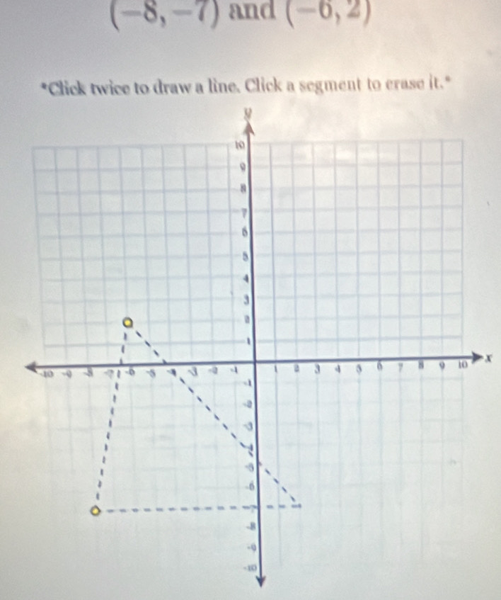 (-8,-7) and (-6,2)