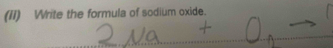 (I1) Write the formula of sodium oxide. 
_