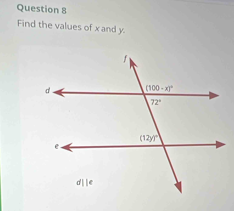 Find the values of xand y.