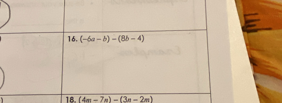 (4m-7n)-(3n-2m)