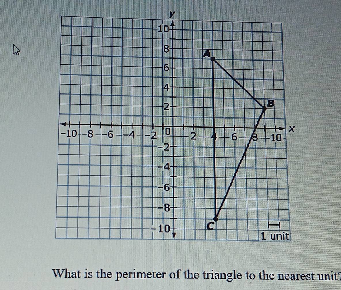 What is the perimeter of the triangle to the nearest unit?