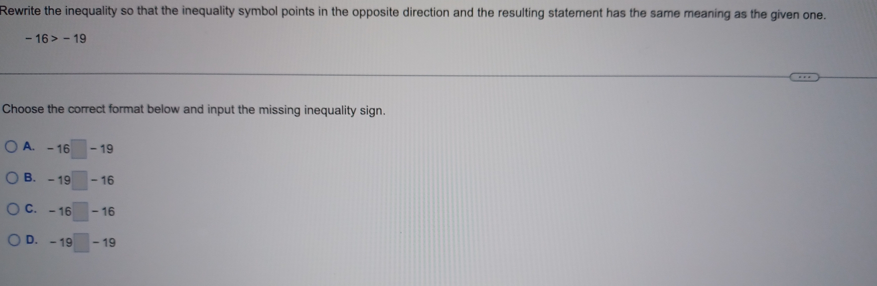 Solved: Rewrite the inequality so that the inequality symbol points in ...