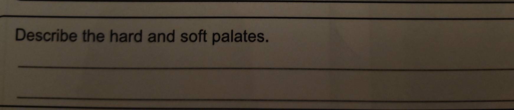 Describe the hard and soft palates. 
_ 
_