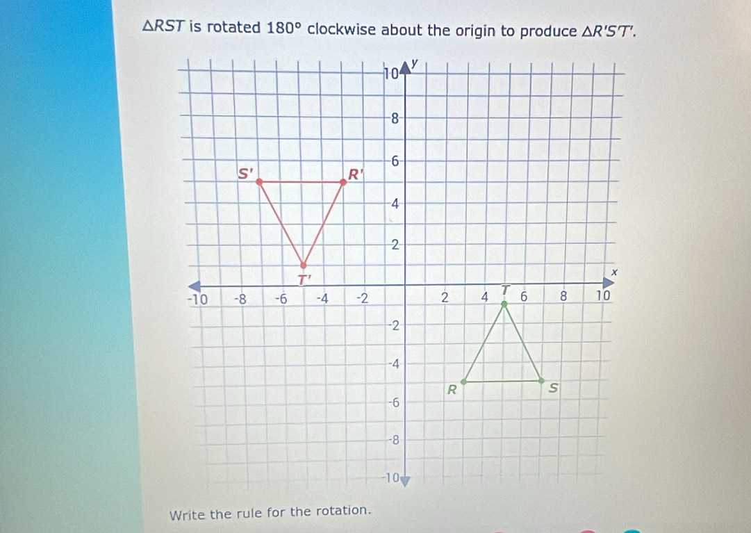 △ RST is rotated 180° △ R'ST.