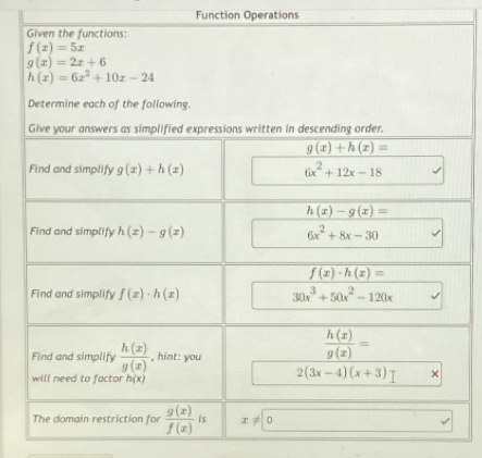 Function Operations