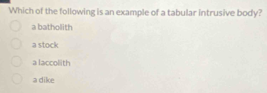 Solved: Which of the following is an example of a tabular intrusive ...