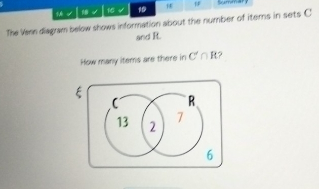 Solved: 16 10 18 1 Summary The Venn diagram below shows information ...