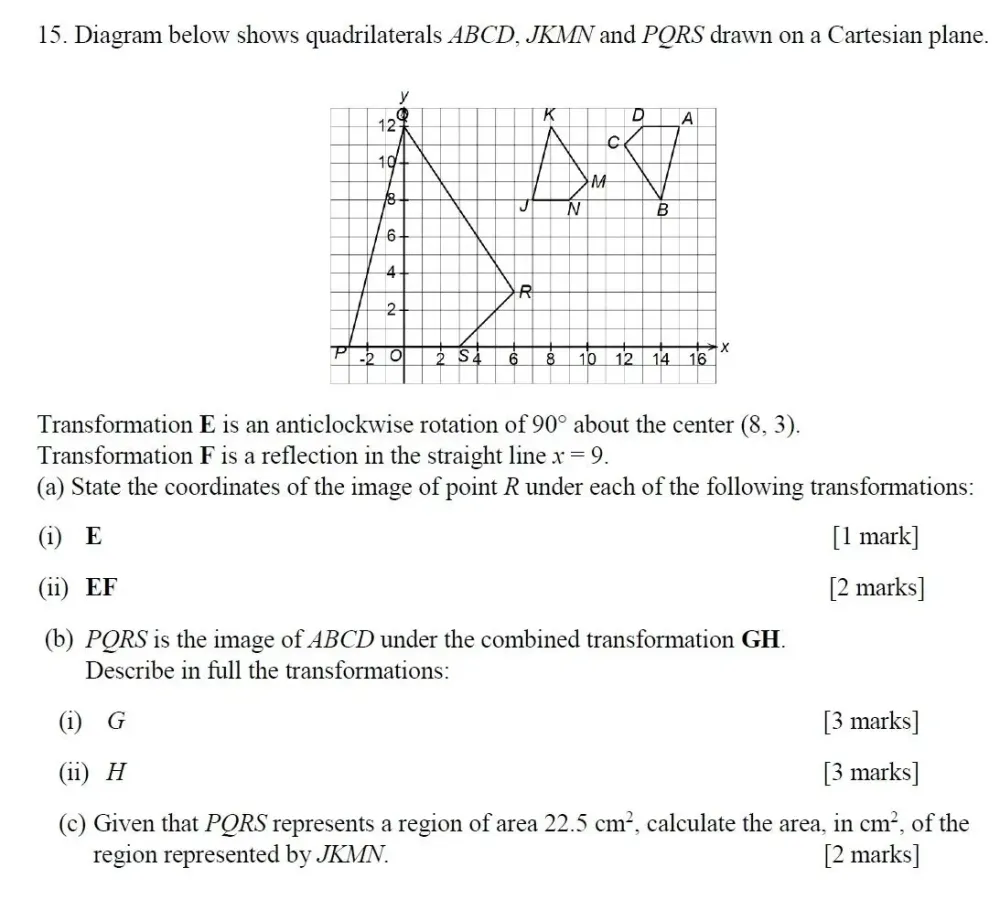 Solved: Diagram below shows quadrilaterals ABCD, JKMN and PQRS drawn on ...