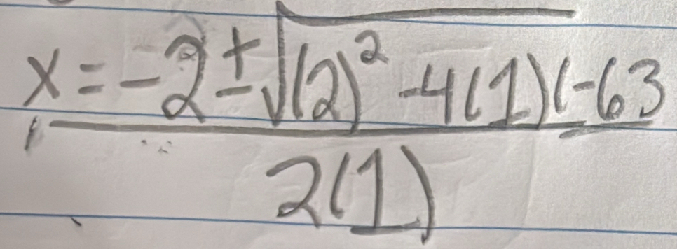 frac x=-2± sqrt((2)^2)-4(1)(-632(1)