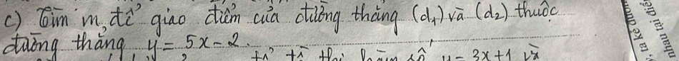 Tim m, tì giao diān cua cilóng thàng (d_1)sqrt(a)(d_2) thuoc 
drīng thàng y=5x-2 tan^2+ A u-3x+1-overline vx