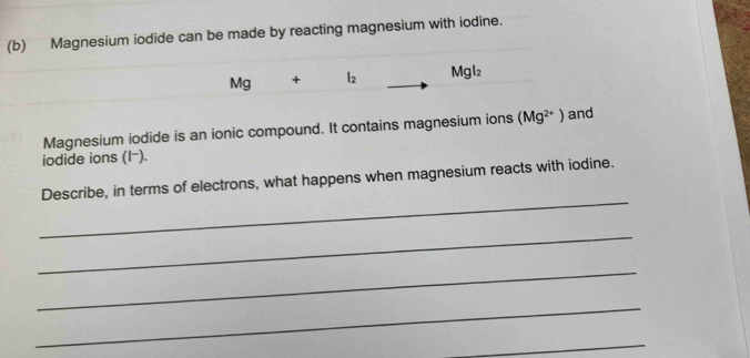 Solved: Magnesium iodide can be made by reacting magnesium with iodine ...